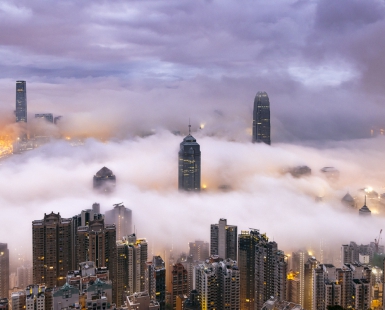 Dense fog hovers